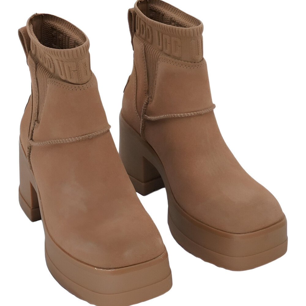 UGG Womens Moxy Block Heel Chelsea Boots Chestnut Size 8M